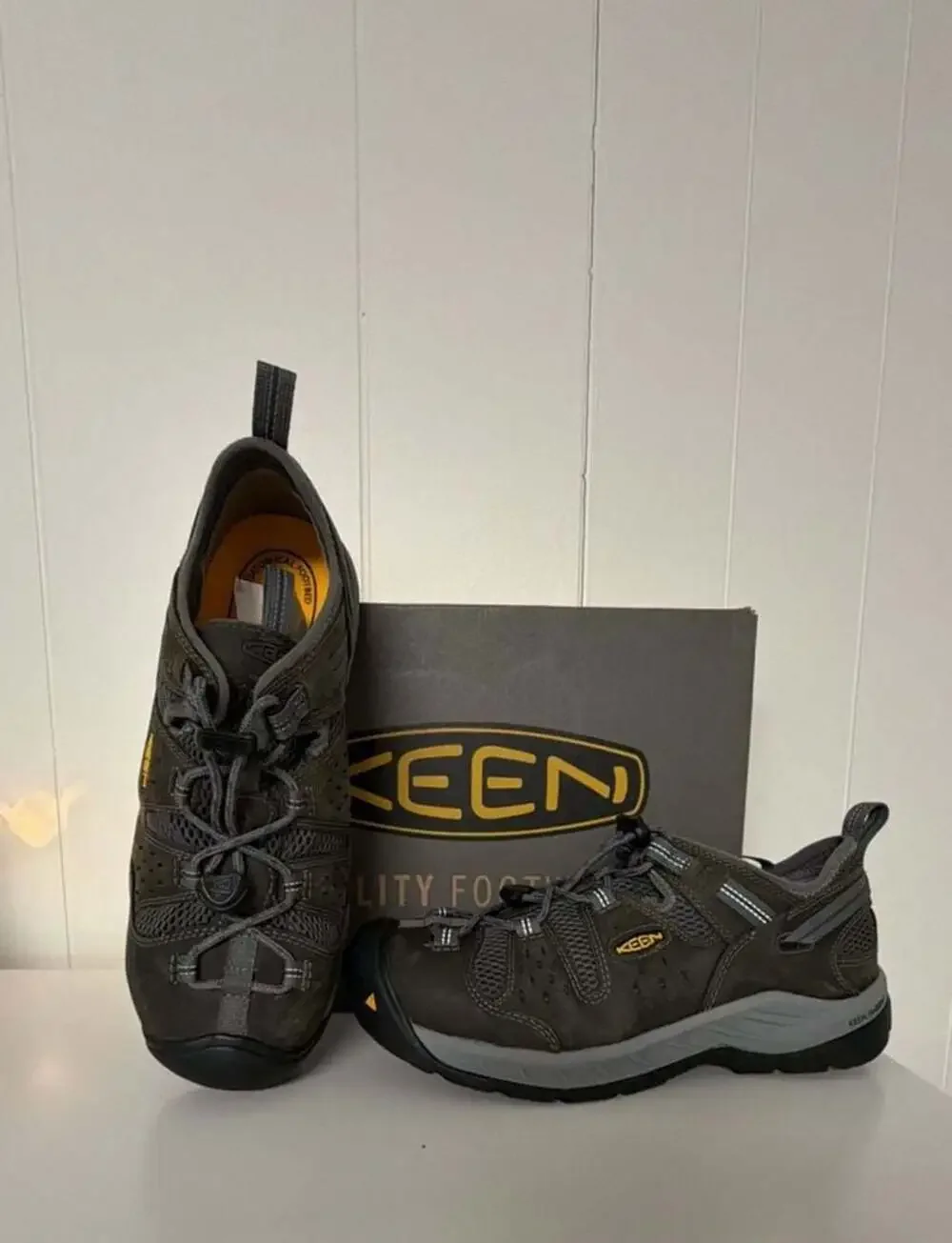 KEEN Utility Atlanta Cool II ESD Steel Toe Work Shoes Gargoyle/Blue